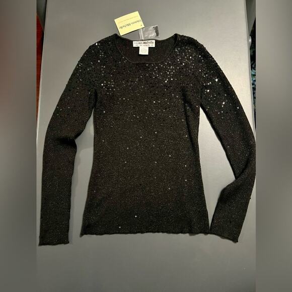 Lauren Michelle Ombré Sequined Sweater Black Sz Small - Picture 2 of 15